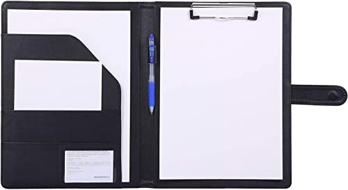 Bloc de Notas,Carpeta A4,Carpeta Clip,Carpeta Piel,Portapapeles para Carta estándar de Papel A4, Portafolios de Cuero sintético con Bolsillo Interior (Marrón, Negro, Azul)