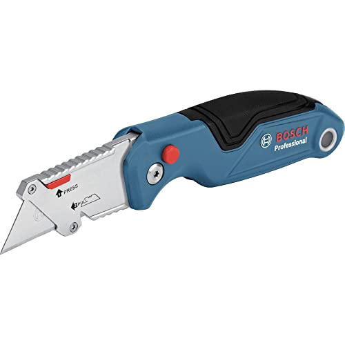 Bosch Professional navaja plegable universal con compartimento para cuchillas en empuñadura metálica (incl. 2 cuchillas de recambio, en blíster) - Producto exclusivo para Amazon