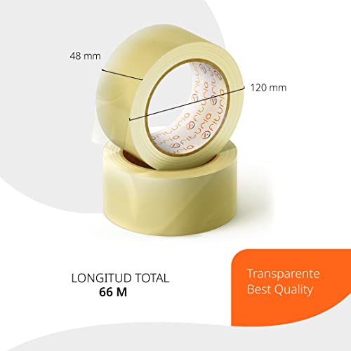 Cinta Adhesiva de Embalar Transparente para Embalaje de Cajas de Cartón de Envíos y Mudanzas. Precinto para Empaquetados Seguros y Resistentes - Ofituria (48 cms x 60 mts - Transparente, 1 Rollo)