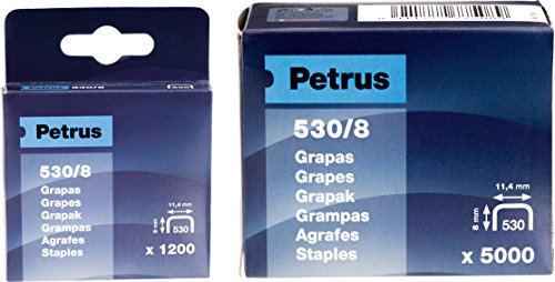 PETRUS 77514 - Caja 1200 ud. grapas cobreadas modelo 530/8 mm