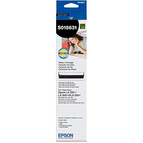 Epson S015631 cinta para impresora - Cinta de impresoras matriciales (Epson LX-350, Matriz de punto, 9 pines, Negro, Caja)