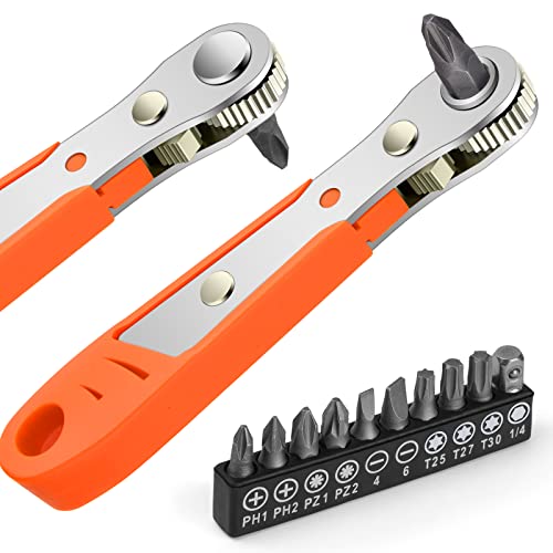 OSDUE Destornilladores de Trinquete 4.5 Pulgadas (110 mm), Mini Carraca Reversible Destornillador Magnético, para Reparación de AutomóViles y Electrodomésticos, Conjunto de Destornilladores