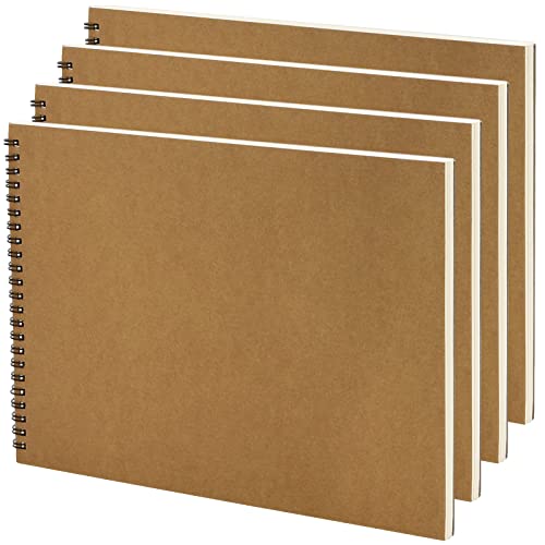 SINJEUN Paquete de 4 cuadernos de bocetos A4, cuaderno de bocetos en espiral A4, 160 g/m², blocs de bocetos encuadernados en espiral, tapa dura, artistas, 30 hojas/60 páginas