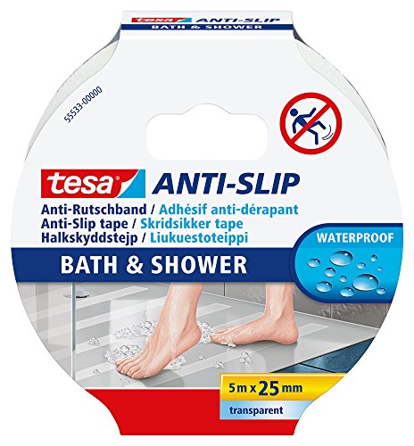 tesa® Cinta Antideslizante para baño y Ducha, Transparente