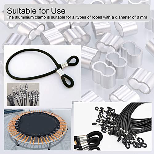 30 Piezas Abrazadera de Cable de Aluminio, 8mm Virolas de Aluminio, Bucle de Aluminio para Cable de 8mm,Tensores Cuerda Tendedero, Abrazaderas para Cable Cuerda